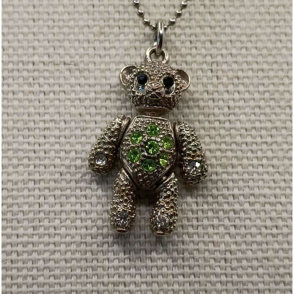 Teddy Bear Pendant Necklace Articulated Jointed 18" Chain